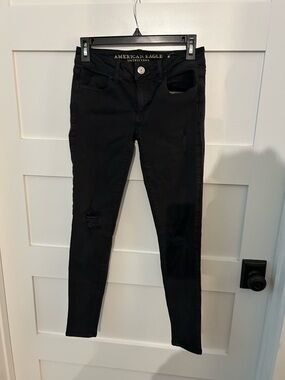 American Eagle Outfitters Black Distressed Skinny Jeans - Women's